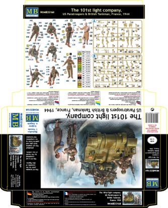 Picture of The 101st light company. US Paratroopers & British Tankman, France, 1944 