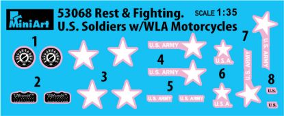 Picture of Rest & Fighting. U.S. Soldiers w/ WLA Motorcycles