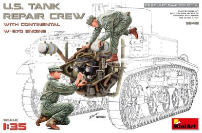Picture of U.S. Tank Repair Crew w/Continental W-670 Engine